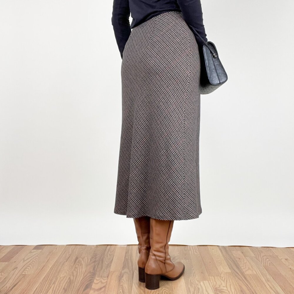 Vintage Tweed Wool Column Midi Maxi Skirt High Rise Preppy Dark Light Academia - Picture 3 of 10